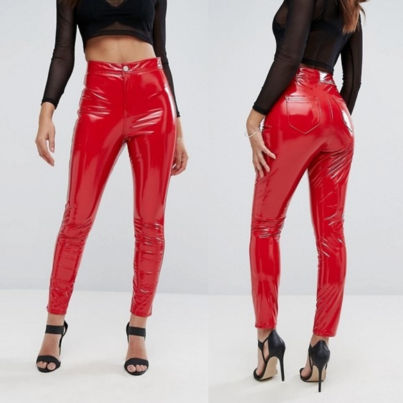 Red shiny pants Outlet